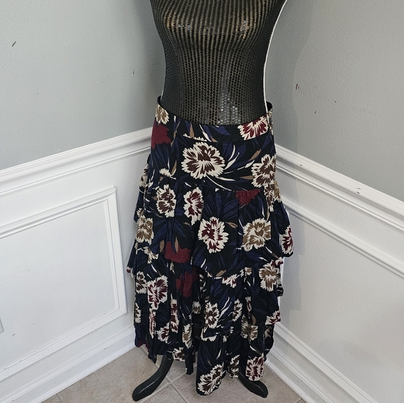 ESCADA Vintage 80s tired floral midi skirt - Picture 1 of 12